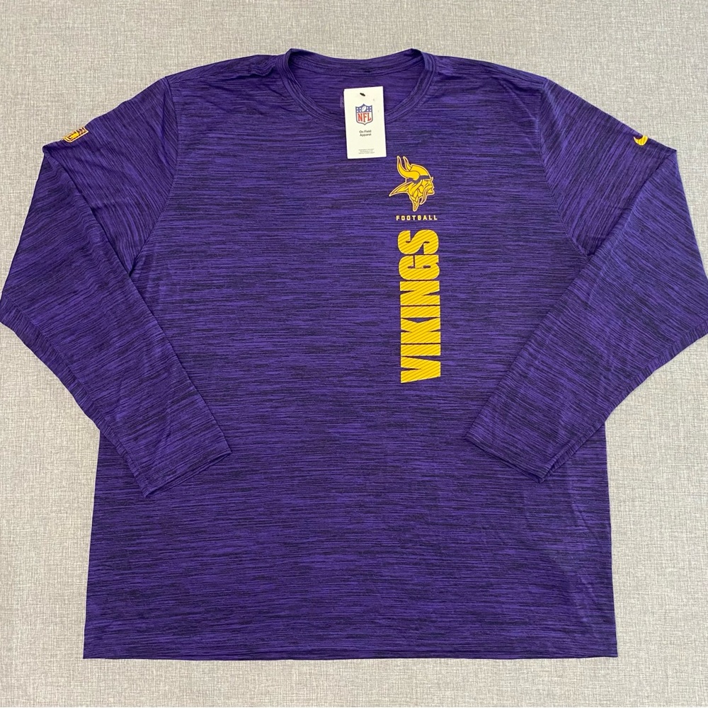 Nike On Field Sideline Minnesota Vikings Dri Fit Mens 3XL Long Sleeve Shirt New